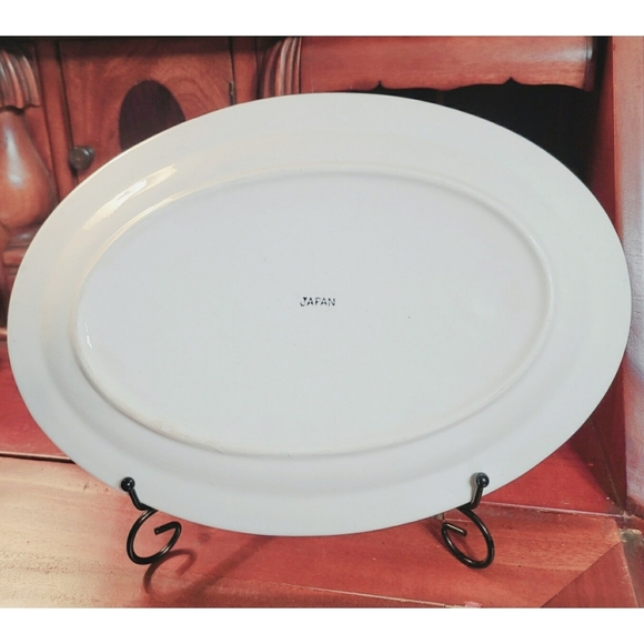 Vintage Flow Blue Transferware Oval Serving Dish - Picture 2 of 8